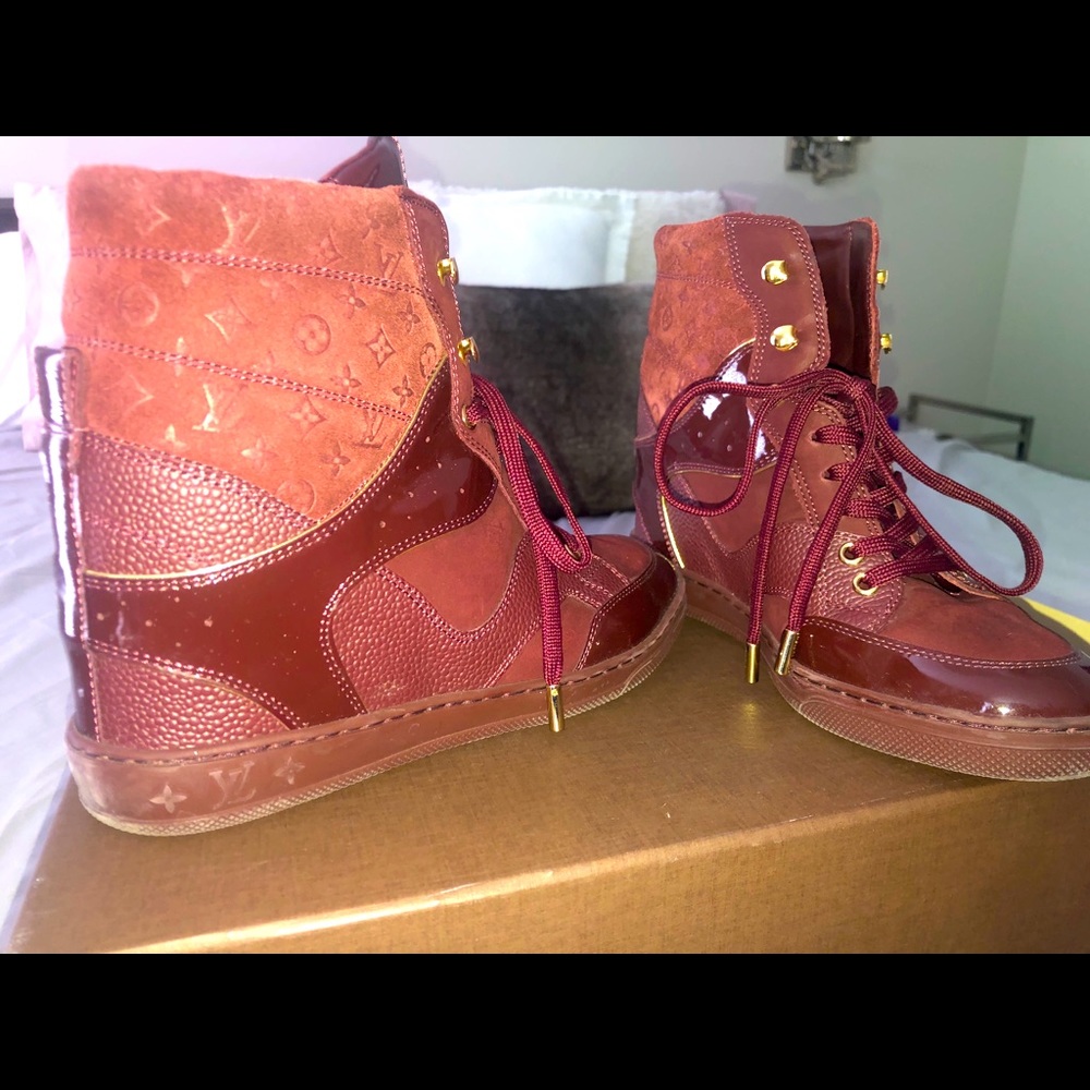 Louis Vuitton wedge booties,pattern leather/Suede - Picture 1 of 9